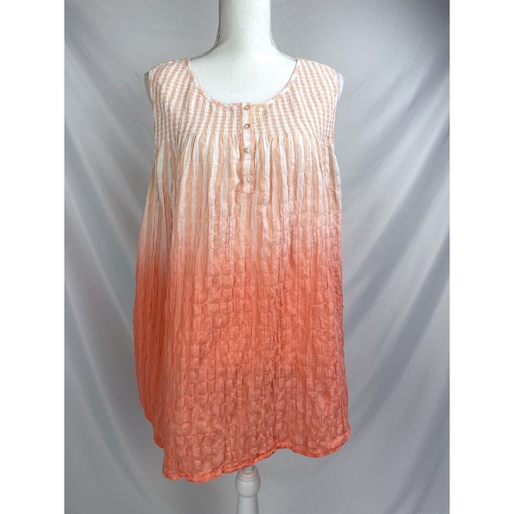 Torrid Women Size 2 Orange Smocked Ombre Sleeveless Tank Shirt Crinkle Fabric - Picture 1 of 6